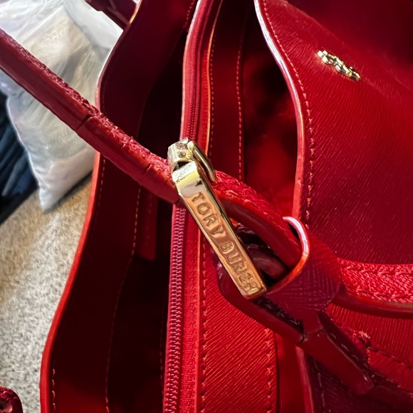 Tory Burch Red Tote Bag with buckles! - Picture 10 of 14